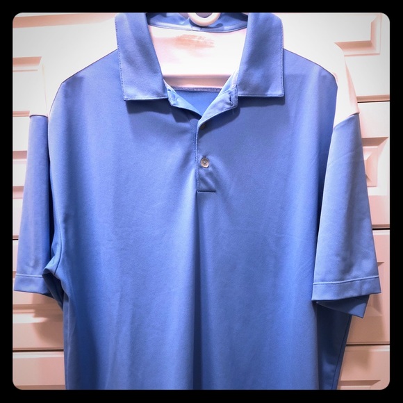 Blue and White Nike Dry-Fit Golf Shirt